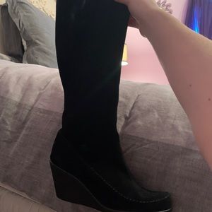 aerosoles black suede tall boots  3” heel size 9